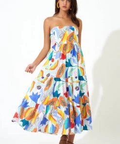 OLIPHANT Tie Back Tiered Maxi- Papaya Yellow