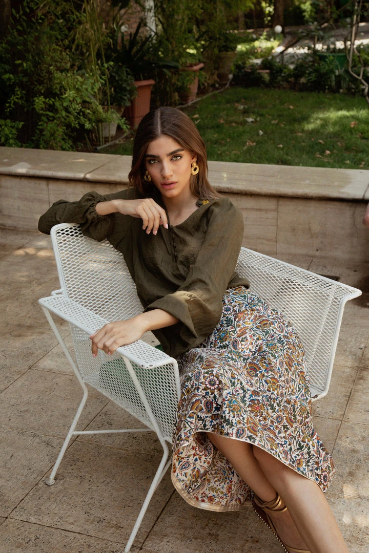 RosewaterHouse CLOTHING Ghalamkar Skirt - Blue & Green 6 RosewaterHouse CLOTHING Ghalamkar Skirt - Blue & Green