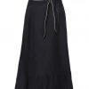 RosewaterHouse Noor Belted Midi Skirt - Black