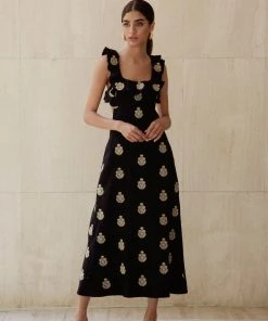 RosewaterHouse CLOTHING Malika Dress - Black & Gold