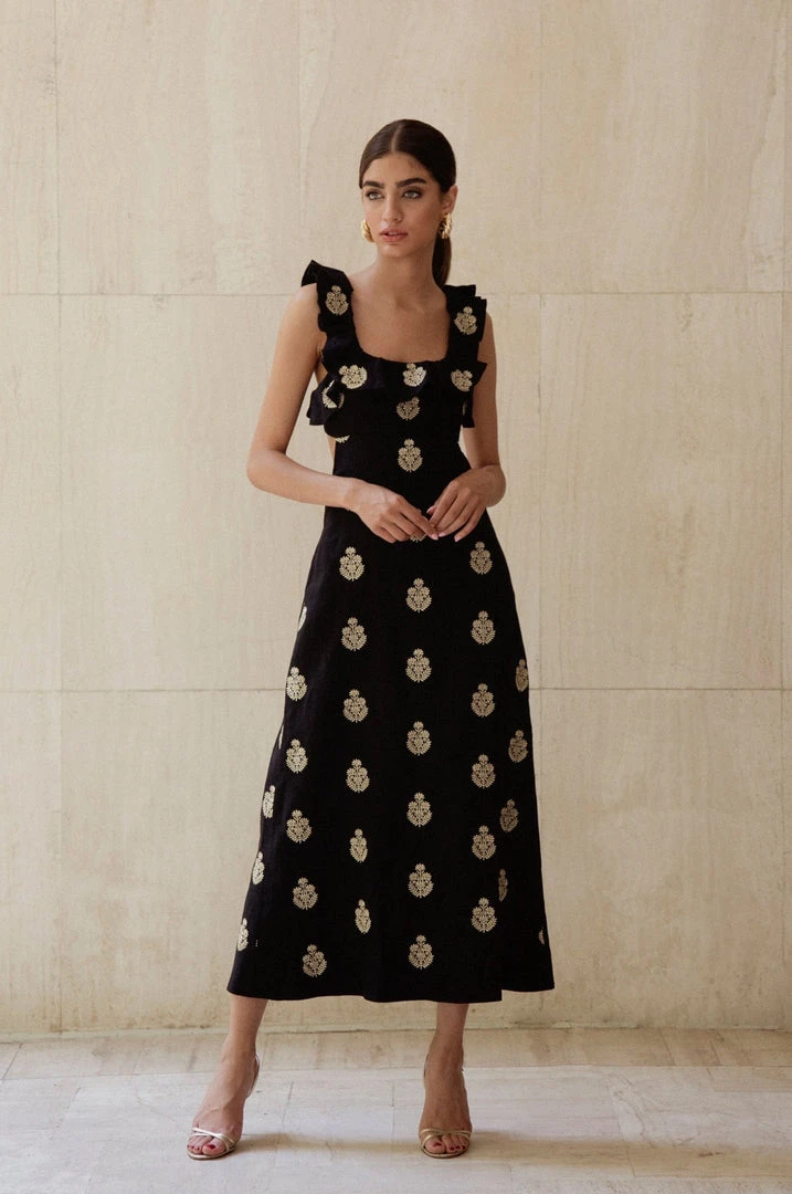 RosewaterHouse CLOTHING Malika Dress - Black & Gold 3 RosewaterHouse CLOTHING Malika Dress - Black & Gold