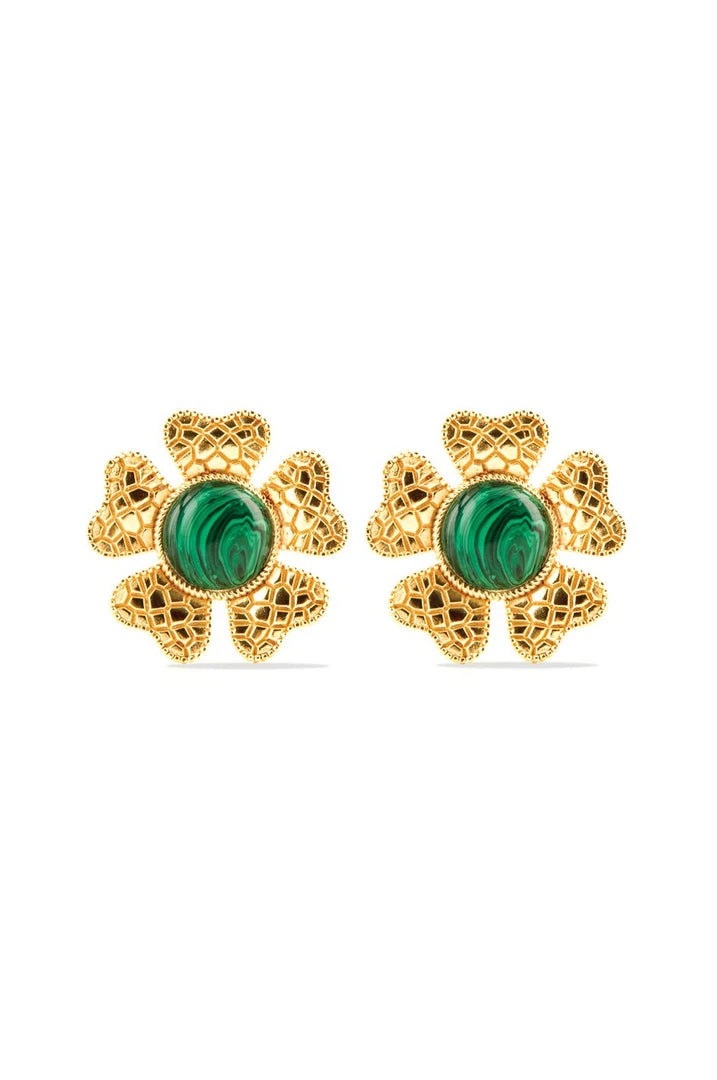 RosewaterHouse ACCESSORIES Sogol Earrings - Malachite 3 RosewaterHouse ACCESSORIES Sogol Earrings - Malachite