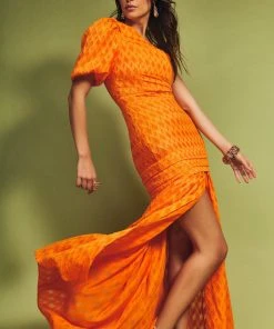 Cristina Sabatini Sunset Orange/ Cora One Shoulder Maxi Dress Calling All Colors