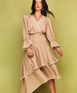 Cristina Sabatini Sand/ Mila Maxi Midi Dress WHAT'S HOT