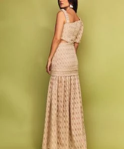 Cristina Sabatini Sand/ Cora One Shoulder Maxi Dress WHAT'S HOT