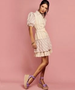 Cristina Sabatini Rust/ Ava Puff Sleeve Mini Dress