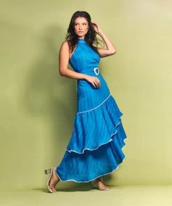 Cristina Sabatini Ocean/ Poppy Sleeveless Maxi Dress