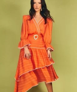 Cristina Sabatini Wedding Guest Shop Sunset Orange/ Mila Maxi Midi Dress