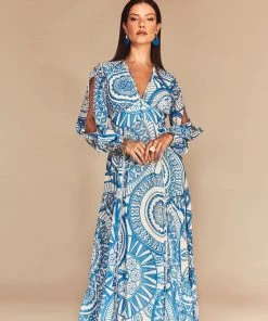 Cristina Sabatini Coral/ Faith Long Sleeve Maxi Dress