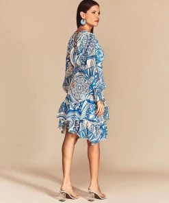 Cristina Sabatini Coral/ Kylie Long Sleeve Mini Dress