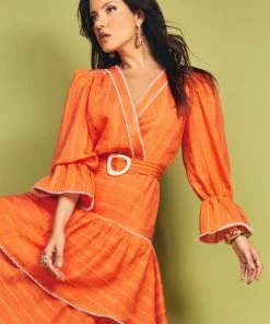 Cristina Sabatini Wedding Guest Shop Sunset Orange/ Mila Maxi Midi Dress
