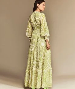Cristina Sabatini Lime/ Faith Long Sleeve Maxi Dress
