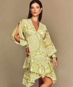 Cristina Sabatini Lime/ Kylie Long Sleeve Mini Dress