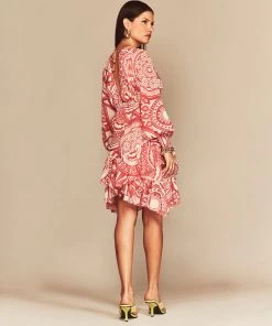 Cristina Sabatini Coral/ Kylie Long Sleeve Mini Dress