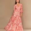 Cristina Sabatini Coral/ Faith Long Sleeve Maxi Dress