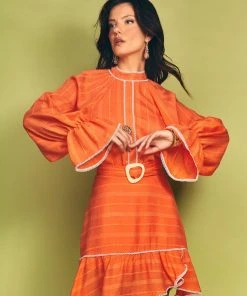 Cristina Sabatini Sunset Orange/ Nova Puff Sleeve Mini Dress WHAT'S HOT