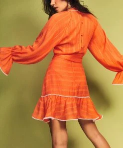 Cristina Sabatini Sunset Orange/ Nova Puff Sleeve Mini Dress WHAT'S HOT