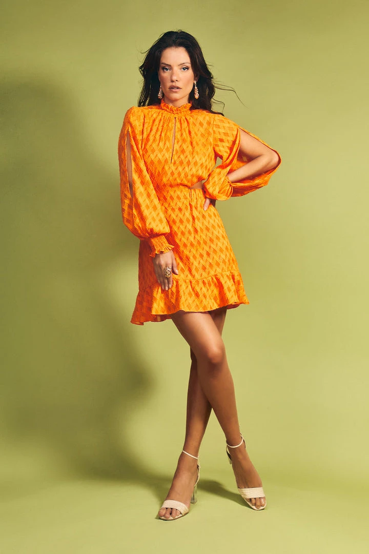 Cristina Sabatini WHAT'S HOT Sunset Orange/ Ariana Long Sleeve Mini Dress 5 Cristina Sabatini WHAT'S HOT Sunset Orange/ Ariana Long Sleeve Mini Dress