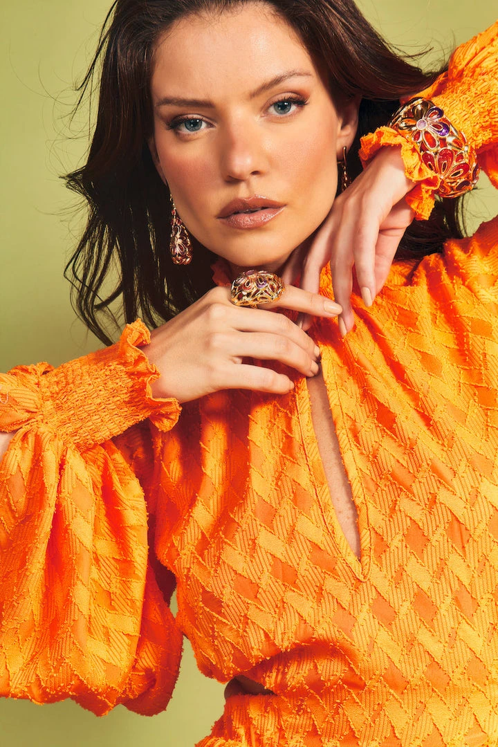 Cristina Sabatini WHAT'S HOT Sunset Orange/ Ariana Long Sleeve Mini Dress 4 Cristina Sabatini WHAT'S HOT Sunset Orange/ Ariana Long Sleeve Mini Dress