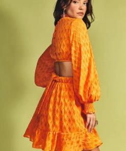 Cristina Sabatini WHAT'S HOT Sunset Orange/ Ariana Long Sleeve Mini Dress 11 Cristina Sabatini WHAT'S HOT Sunset Orange/ Ariana Long Sleeve Mini Dress