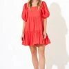 OLIPHANT Bubble Skirt Mini Dress- Coral