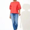 OLIPHANT Puff Sleeve Blouse- Solid Coral