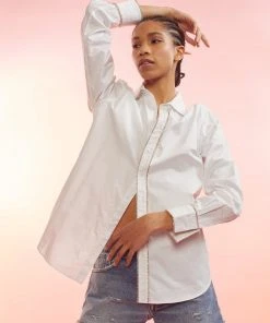 Cynthia Rowley Crystal Button Down Shirt