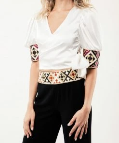 RosewaterHouse Tops Embroidered Del Blouse - Ivory