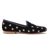 Del Toro Women's Navy Velvet Gold & Silver Star Slipper WHAT'S HOT